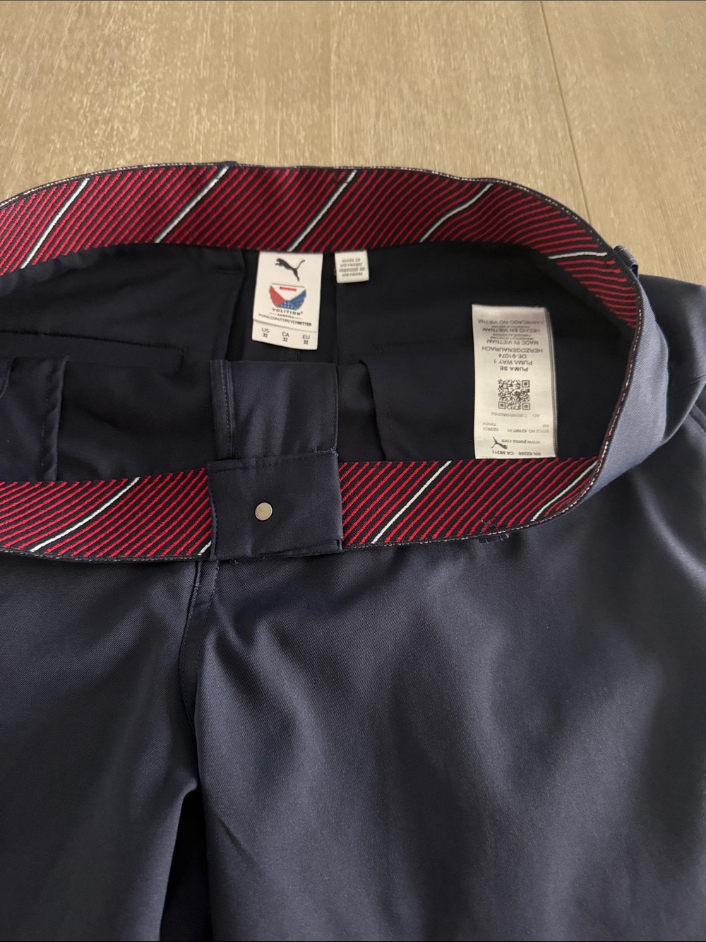 Puma Navy Shorts with Red Striped Waistband